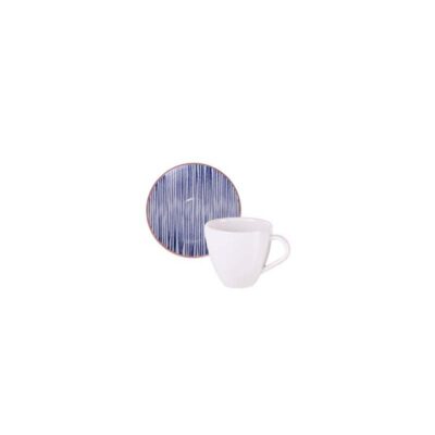 Conjunto Xicara E Pires De Expresso Abstratta Porcelana Decorada 95ml 2Pecas
