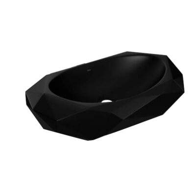 Cuba de apoio Oval Facetada Preta Fosca Deca L.1093.94
