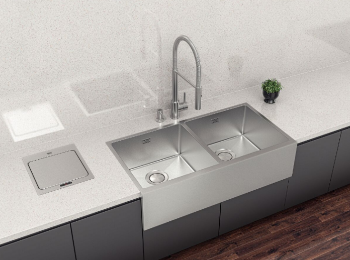 Cuba Tramontina Design Collection Quadrum Farm 2C 40 com Acabamento Acetinado e 2 cubas – Foto: Tramontina