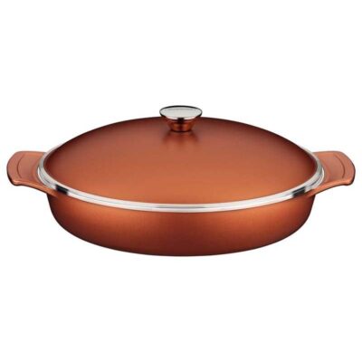 Frigideira Lyon Aluminio Forjado Antiaderente Starflon Dourado Tampa 32Cm 4,3L