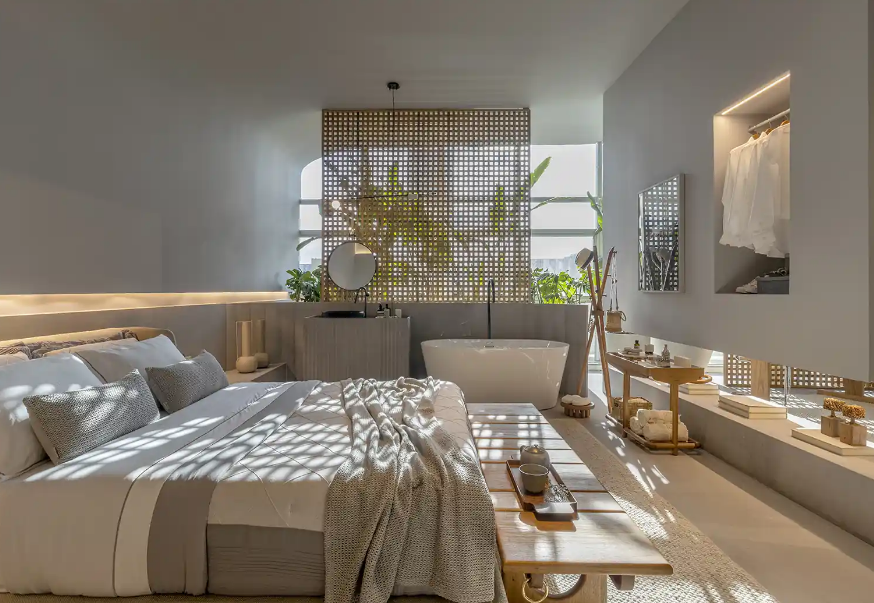 O minimalismo prioriza o essencial e mantém só o que tem função no ambiente – Foto: Edgard Cesar/CASACOR | Projeto: Studio Arch+