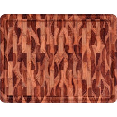 Tabua Churrasco Retangular Madeira Invertida Teca Oleo Mineral 45X34cm