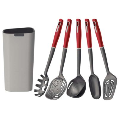 Jogo De Utensilios Verano Vermelho Suporte 6Pecas