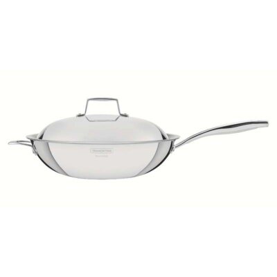 Wok Grano Aco Inox Corpo Triplo Tampa E Cabo 32Cm 5,2L
