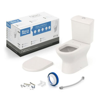 Kit Bacia Caixa Acoplada Completo Assento Termofixo Nexo Beige C343723011 Roca