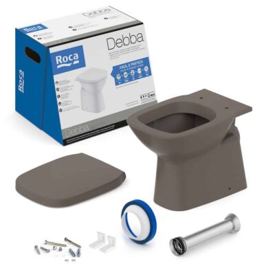 Kit Bacia Convencional Completo Assento Termofixo Debba Classic Café C329727012 Roca