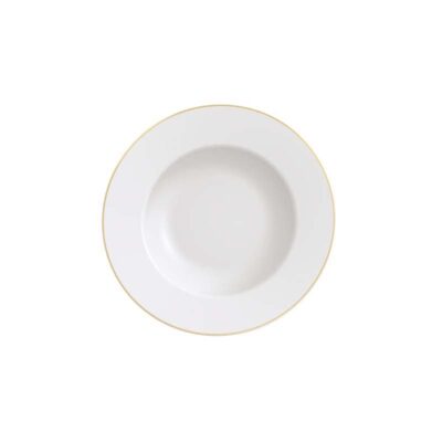 Prato Raso Filetado Elisa Porcelana Borda Dourada 28Cm