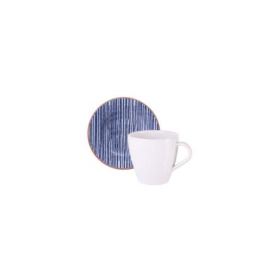Conjunto Xicara E Pires De Cappuccino Abstratta Porcelana Decorada 200ml 2Pecas