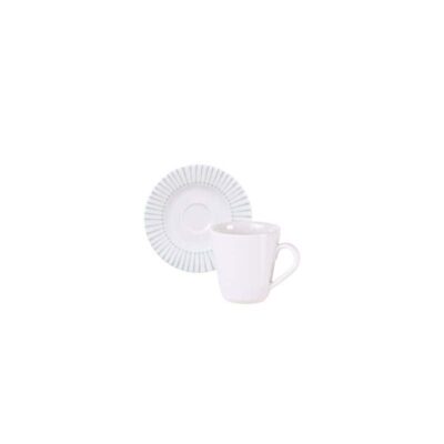 Conjunto Xicara E Pires Cafe Monocroma Porcelana Decorada 70ml 2Pecas