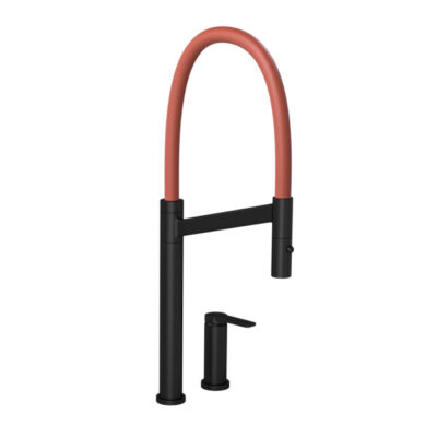 Monocomando Mesa Cozinha Bica Alta Colore Deca Black Matte e Terracota 2289.BL.MT.TC