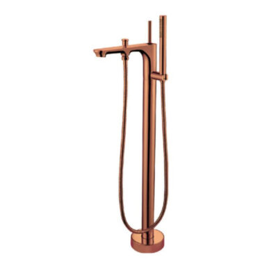 Monocomando de piso para banheira com ducha manual Moove Rose Gold Doka
